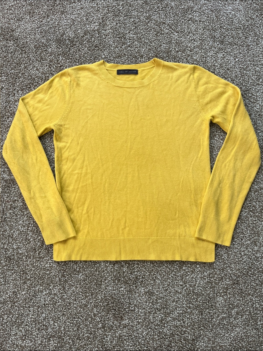 M&S Collection Women's Crewneck Sweater in Yellow Cashmillon side split